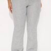 Korey Waffle Knit Fold Over Pants - Heather Grey