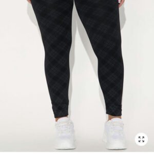 Pay Attention Plaid Fleece Legging 27″ - Black/combo