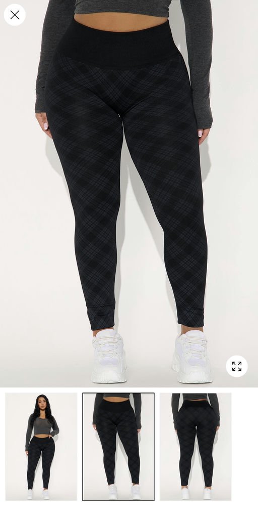 Pay Attention Plaid Fleece Legging 27″ - Black/combo