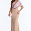MC-0616 Amelia One Shoulder Maxi Dress Set - Tan/Multi