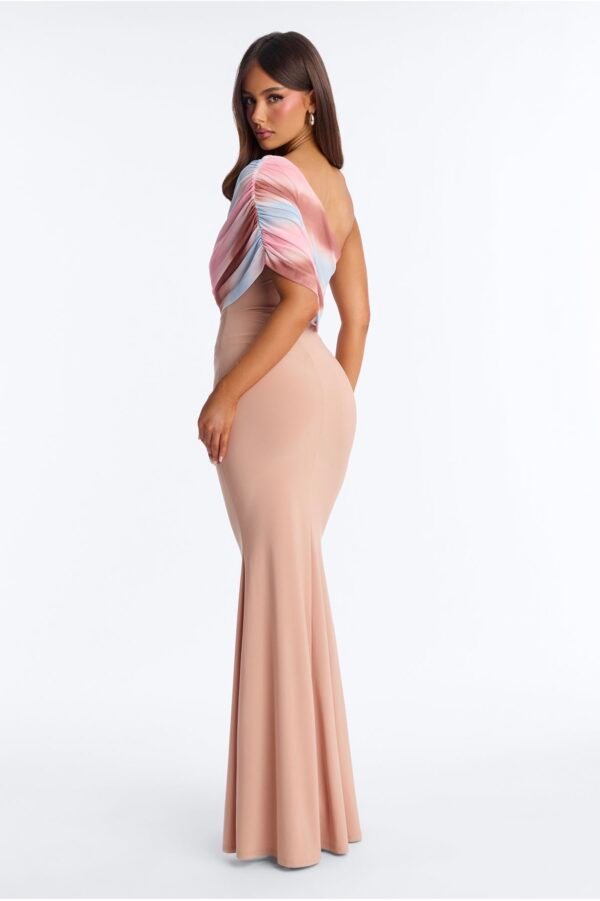 Amelia One Shoulder Maxi Dress Set - Tan/Multi Amelia One Shoulder Maxi Dress Set - Tan/Multi