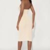 Carly Criss Cross Slinky Midi Dress - Oatmeal Carly Criss Cross Slinky Midi Dress - Oatmeal