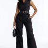 Brayson Belted Wide Leg Jumpsuit - Black