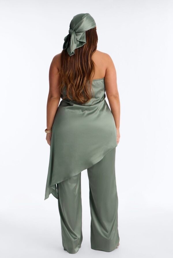 Lea Satin Draped 2 Piece Jumpsuit Set - Sage