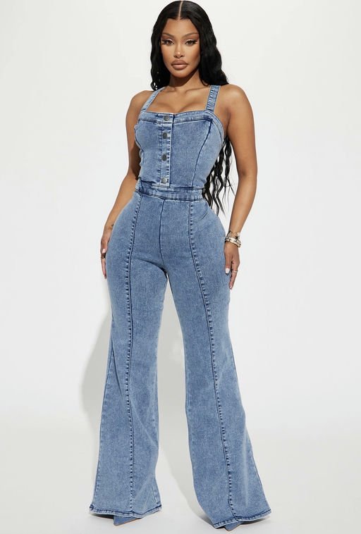 MC-0482 Atlanta Denim Jumpsuit - Light Wash