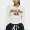 Cherry Vibes Long Sleeve T-Shirt - White