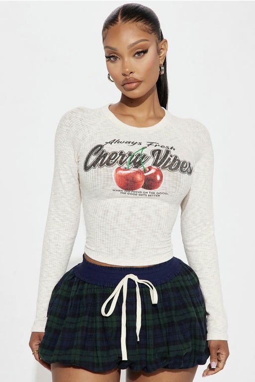 Cherry Vibes Long Sleeve T-Shirt - White