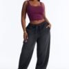 Esplanade Tie Waist Loose Drapey Jogger Jeans - Black Wash Esplanade Tie Waist Loose Drapey Jogger Jeans - Black Wash