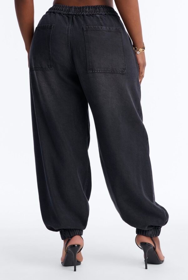 Esplanade Tie Waist Loose Drapey Jogger Jeans - Black Wash Esplanade Tie Waist Loose Drapey Jogger Jeans - Black Wash