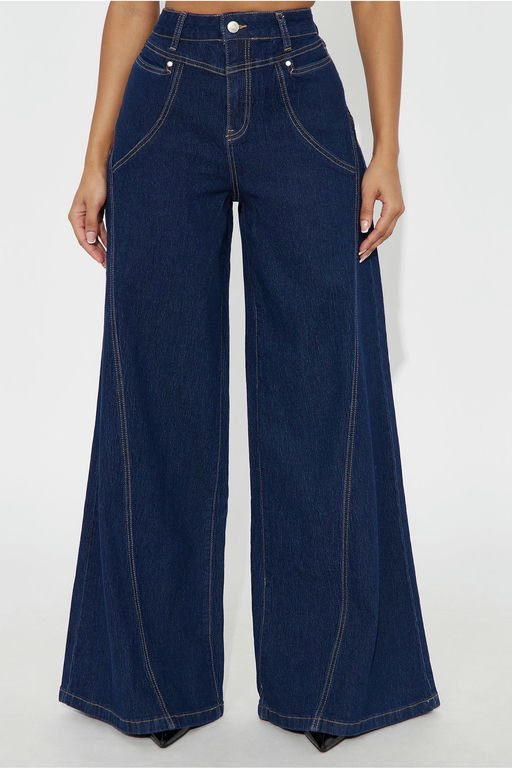 MC-0432 Americano Stretch Super Wide Leg Jeans - Dark Wash