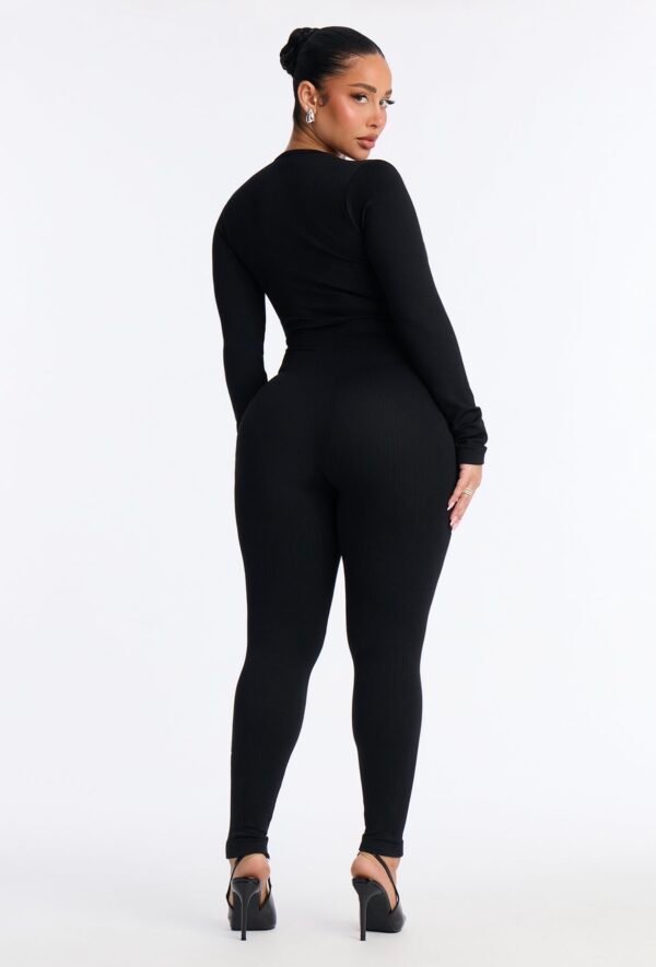 Carolina Ribbed Plunge Neck Catsuit - Black Carolina Ribbed Plunge Neck Catsuit - Black