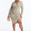 Isa Ruched Slinky Midi Dress - Sage