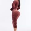 Estella Long Sleeve Velvet Midi Dress - Mauve Estella Long Sleeve Velvet Midi Dress - Mauve