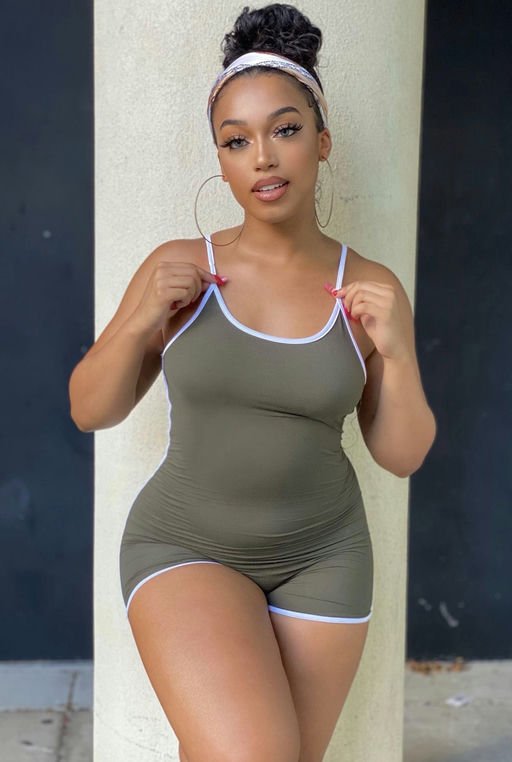 MC-0338 Go The Extra Mile Active Romper - Olive