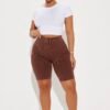 Mia Ribbed Seamless Biker Short - Brown