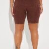 Mia Ribbed Seamless Biker Short - Brown