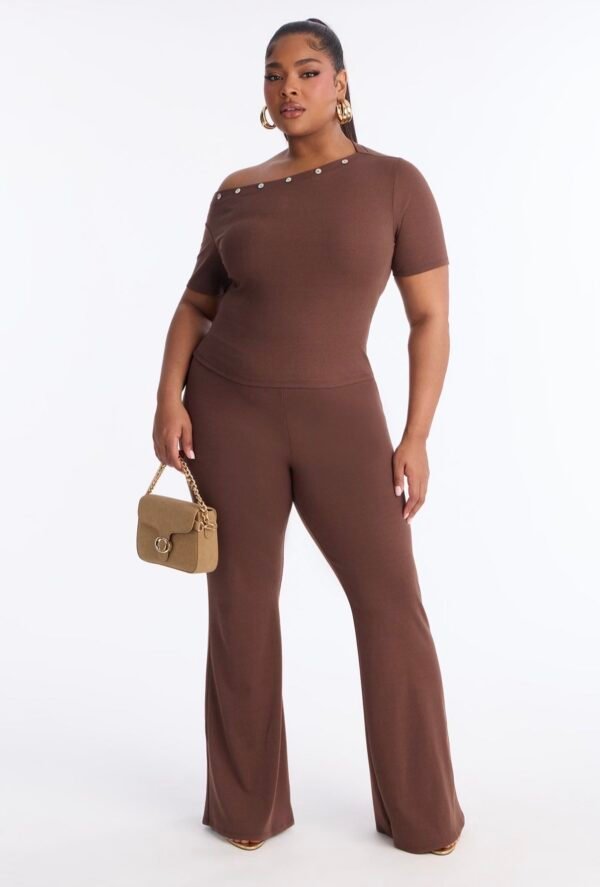 Allure Off Shoulder Pant Set - Brown