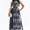 Sleek Mode Chiffon Maxi Dress - Black/combo
