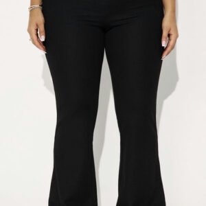 Korey Waffle Knit Fold Over Pants - Black