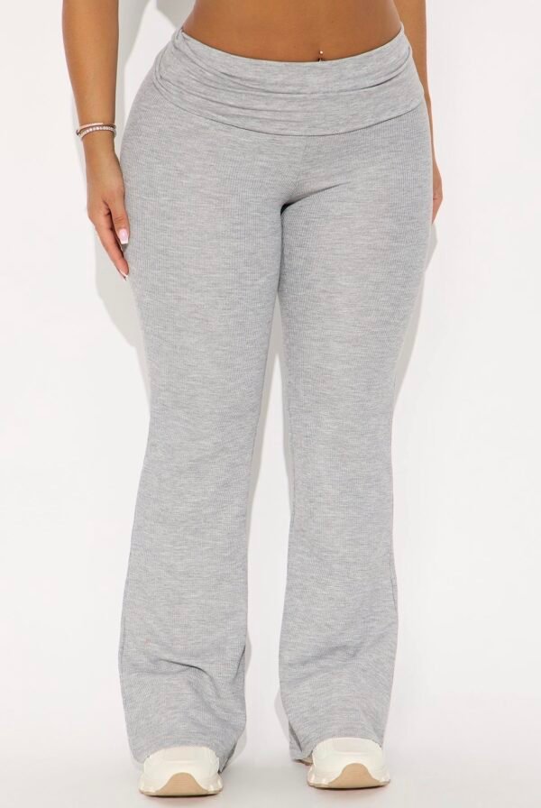 Korey Waffle Knit Fold Over Pants - Black
