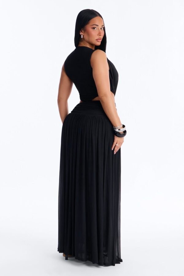 Jocelyn Cut Out Mesh Maxi Dress - Black