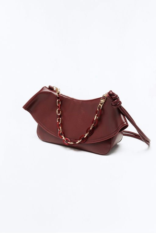 Hold That Though Faux Leather Crossbody Bag - Burgundy