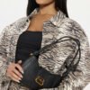 Baddie Knotted Faux Leather Handbag - Black