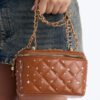 Sparks Fly Faux Leather Crossbody Bag - Cognac