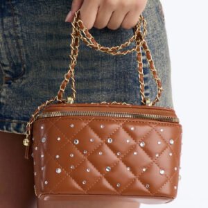 Sparks Fly Faux Leather Crossbody Bag - Cognac
