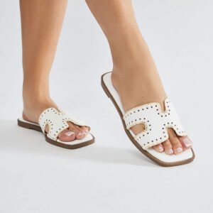 Joele Flat Sandals - White