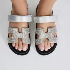 As I Go Embellished Casual Slides - Silver