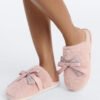 MC-0525 Cutie Bow Faux Fur Slippers - Pink