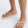 Brooke Stone Flip Flops - White