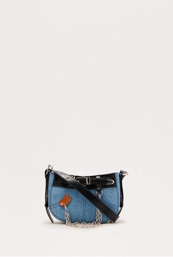 Dolly Denim Buckled Streetwear Handbag - Medium Wash