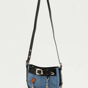 Dolly Denim Buckled Streetwear Handbag - Medium Wash