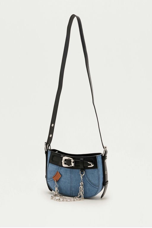 Dolly Denim Buckled Streetwear Handbag - Medium Wash