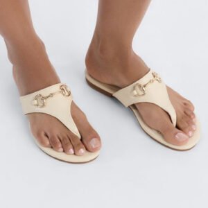 Bello Hardware Flip Flops - Ivory