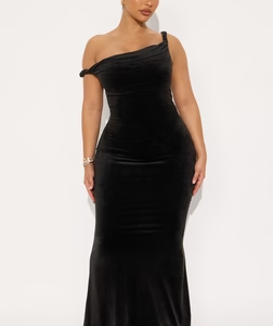 Season Of Slay Velour Gown - Black