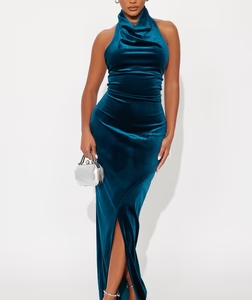 MC-0005 Here Often Velvet Maxi Gown - Teal