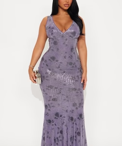Willa Floral Sequin Maxi Dress - Purple