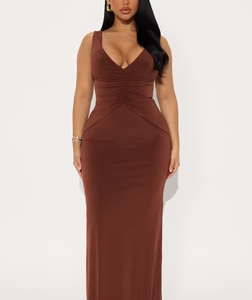 Yamila Backless Maxi Gown - Chocolate