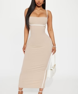 MC-0010 Take Control Ribbed Midi Dress - Taupe