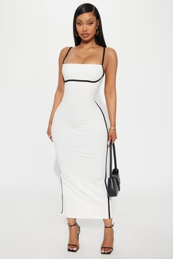Take Control Ribbed Midi Dress - Off White