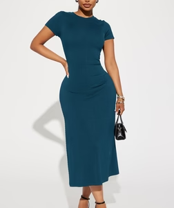 MC-0014 Madison Ribbed Mini Dress - Teal