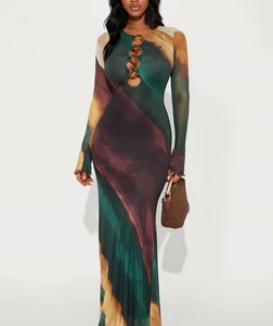 Next Wave Mesh Maxi Dress - Green/combo