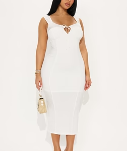 MC-0043 Maybelle Textured Midi Dress - Off White