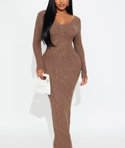 Oriana Sweater Maxi Dress - Brown