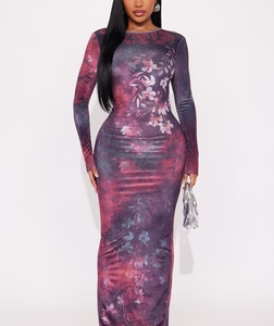 MC-0054 Lilliana Floral Backless Maxi Dress - Purple/combo