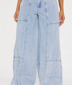 MC-0068 Naya Chambray Wide Leg Jean - Vintage Wash