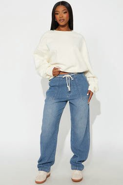 Nolita Loose Textured Jeans - Medium Wash